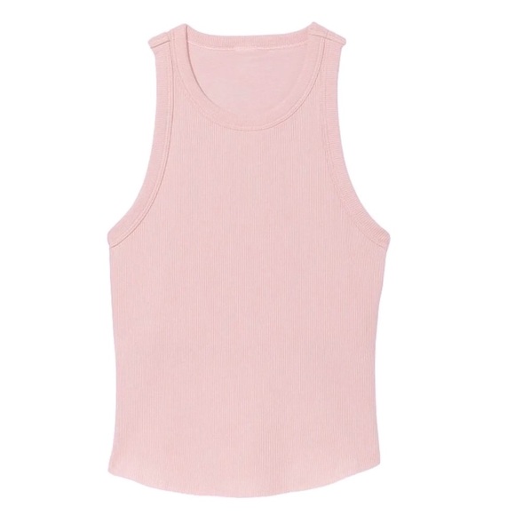 PINK VICTORIA'S SECRET • High-Neck Ribbed Pink Tank Top - Picture 1 of 4